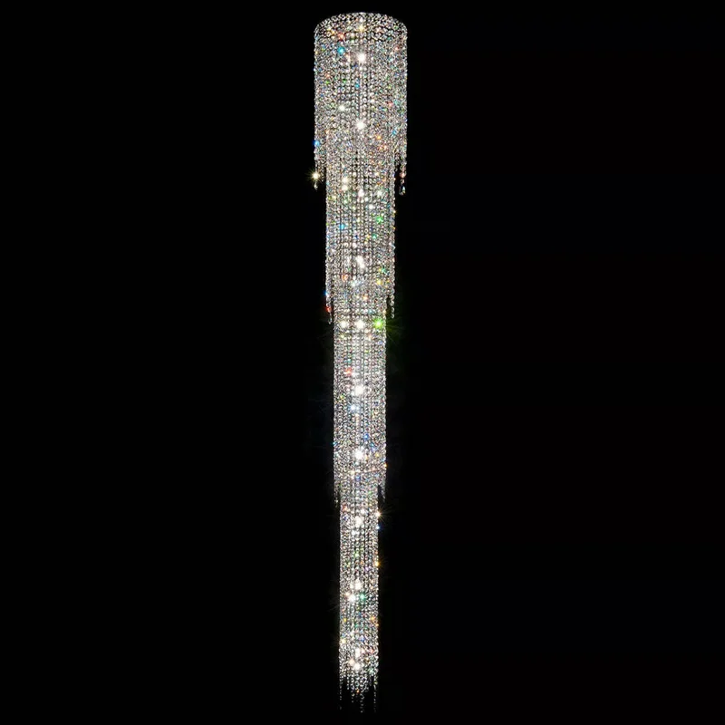 Long crystal chandelier light luxury villa revolving staircase high-end atmosphere living room empty lamp
Long crystal chandelier light luxury villa revolving staircase high-end atmosphere living room empty lamp