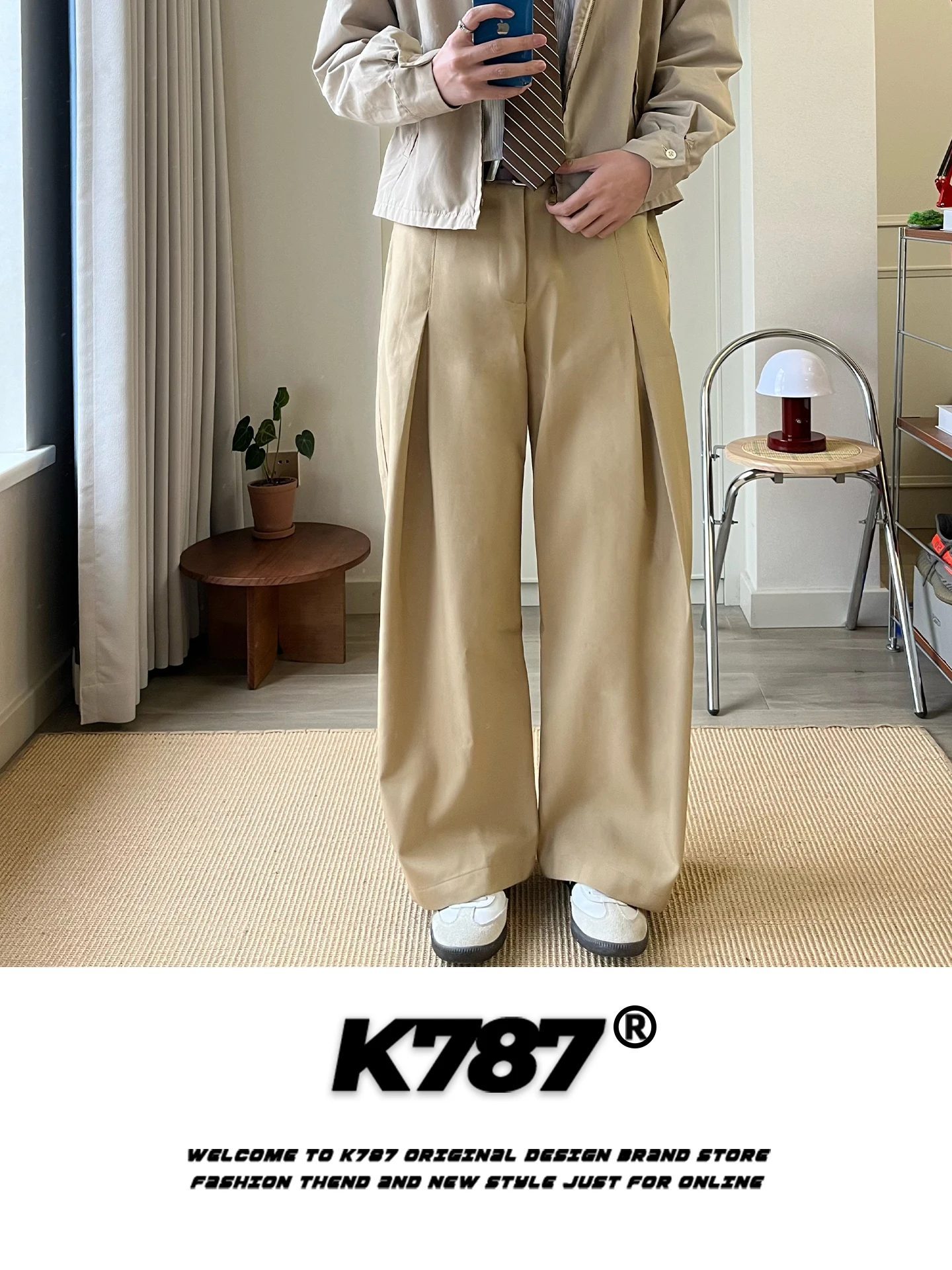 Мужские и женские брюки K787 в американском ретро-стиле: плиссированные, повседневные, широкие, свободные, с высокой талией, прямого кроя, длинные, модные
Мужские и женские брюки K787 в американском ретро-стиле: плиссированные, повседневные, широкие, свободные, с высокой талией, прямого кроя, длинные, модные