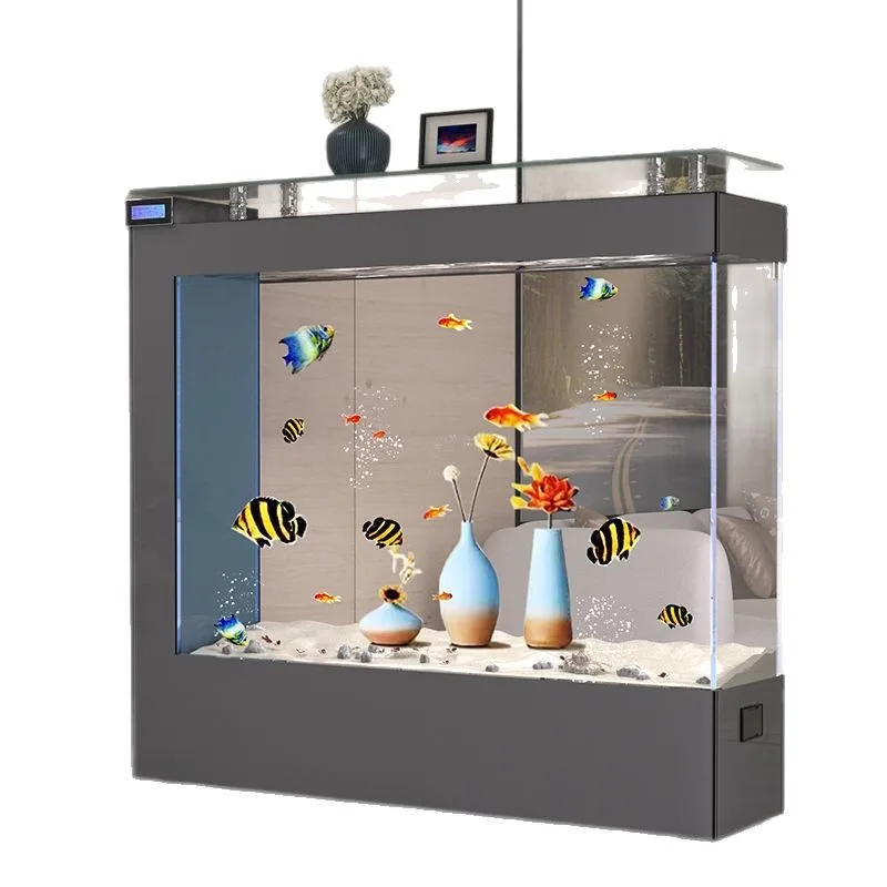 New ultra-white glass ecological fish tank living room gold household screen floor square partition aquarium balcony
New ultra-white glass ecological fish tank living room gold household screen floor square partition aquarium balcony