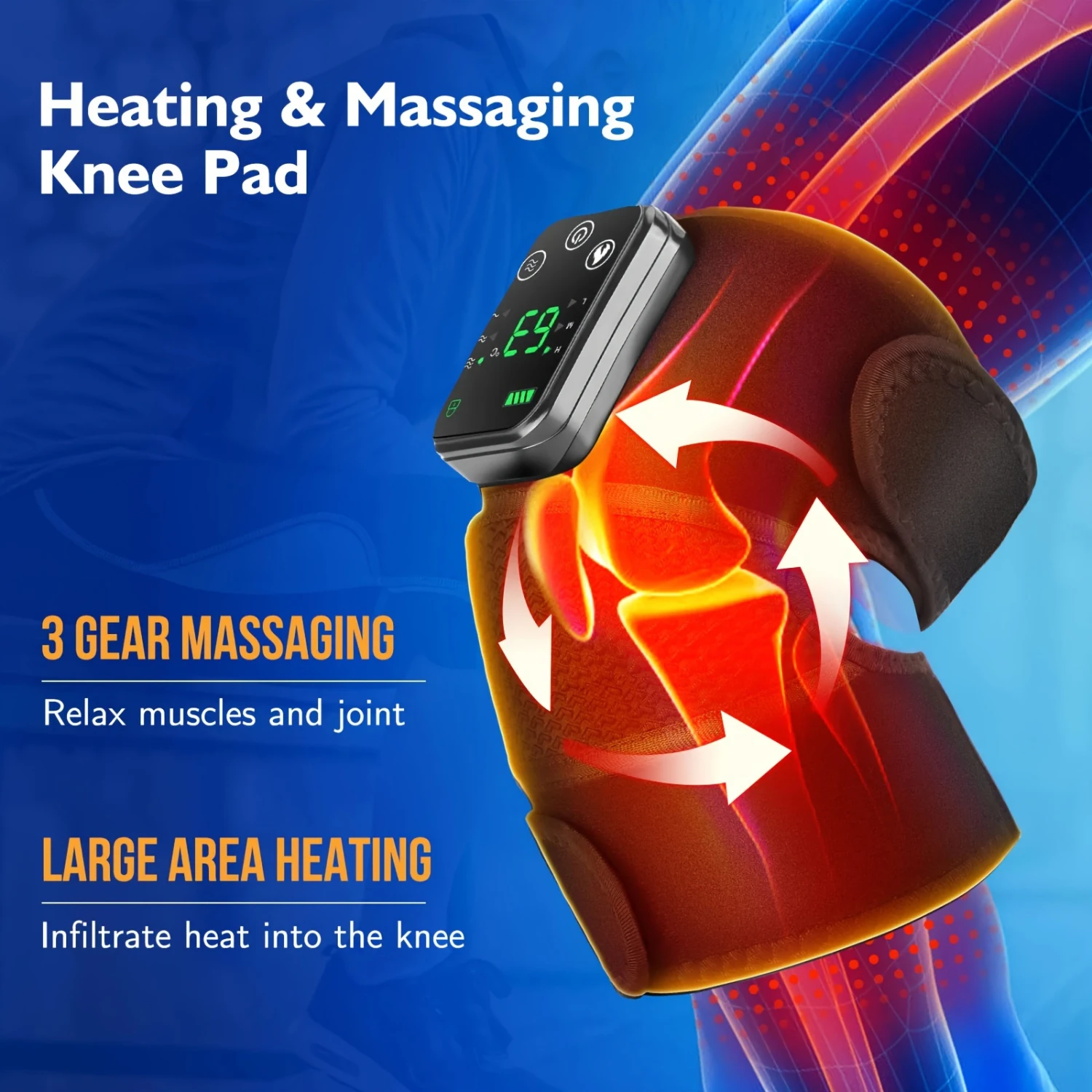 Knee Massager Brace - Vibration Therapy, LED Controller & Adjustable Support Belt
Knee Massager Brace - Vibration Therapy, LED Controller & Adjustable Support Belt