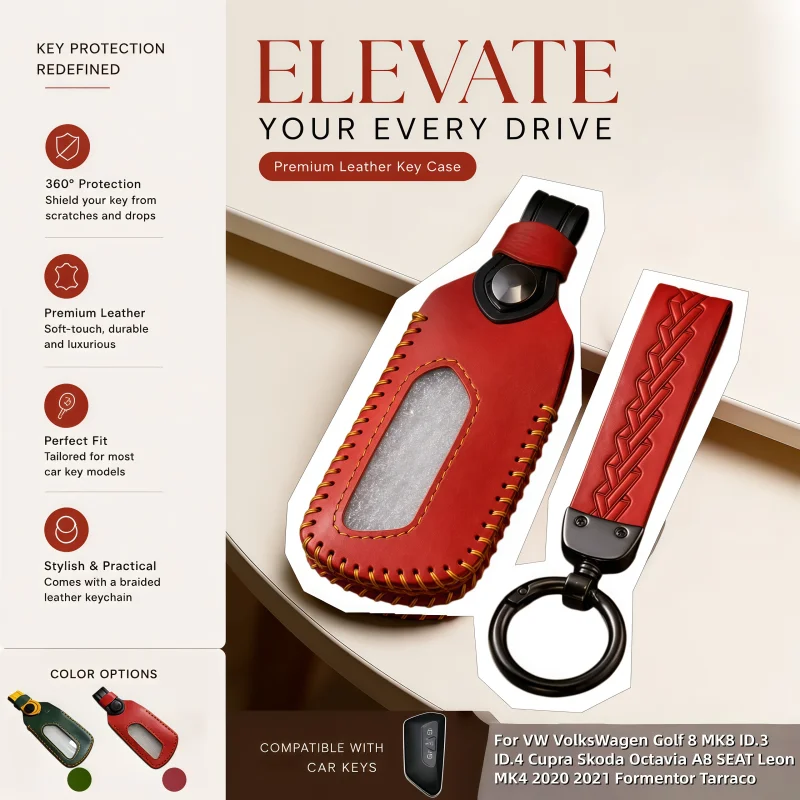 Premium Leather Car Key Case for VW Golf 8 MK8 ID.3 ID.4 Skoda Octavia A8 SEAT Leon MK4 Cupra Formentor Tarraco
Premium Leather Car Key Case for VW Golf 8 MK8 ID.3 ID.4 Skoda Octavia A8 SEAT Leon MK4 Cupra Formentor Tarraco