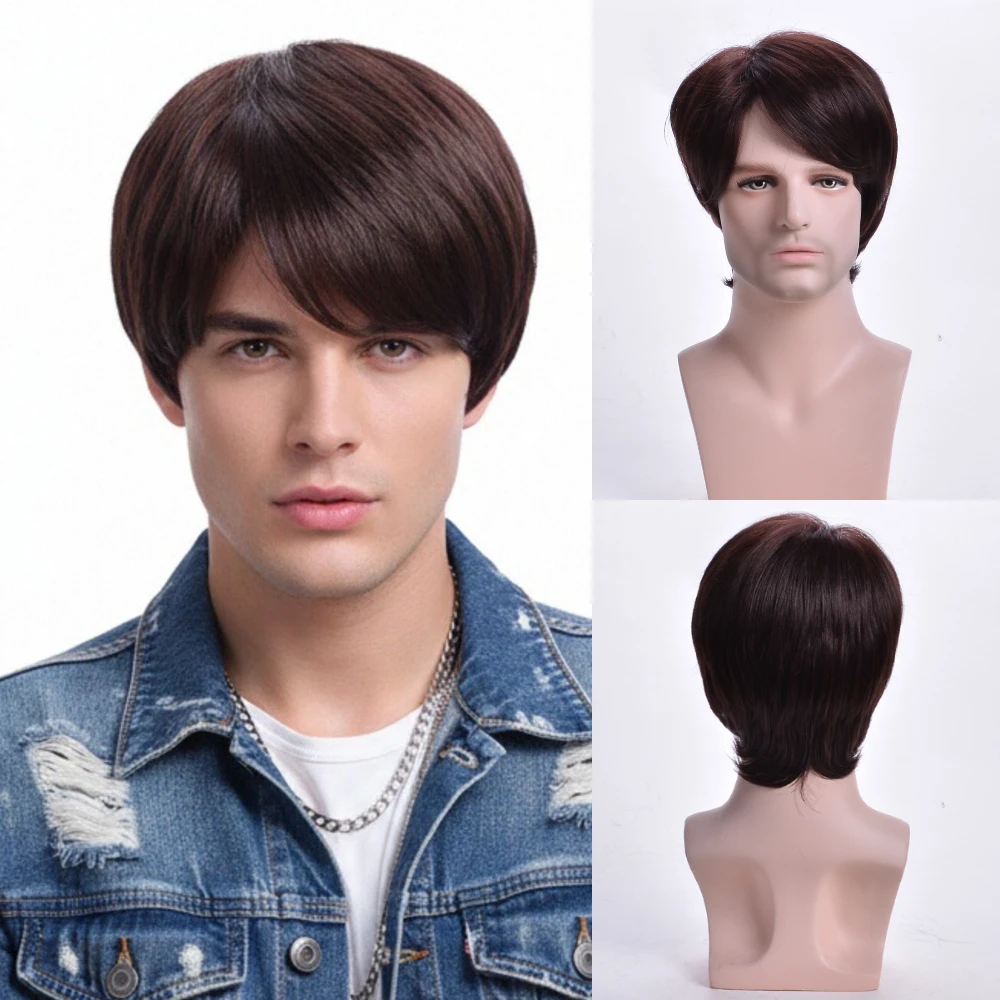 MSIWIGS Short Brown Wig Mens Synthetic Hair Old People Wigs Straight for the Daily Wear
MSIWIGS Short Brown Wig Mens Synthetic Hair Old People Wigs Straight for the Daily Wear