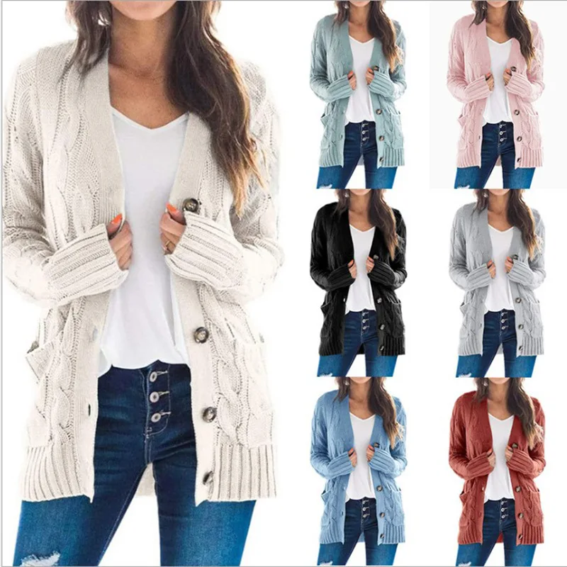 Autumn and Winter New Women's Clothing European and American Leisure Coat Solid Color Twist Button Cardigan Sweater Sweater
Autumn and Winter New Women's Clothing European and American Leisure Coat Solid Color Twist Button Cardigan Sweater Sweater