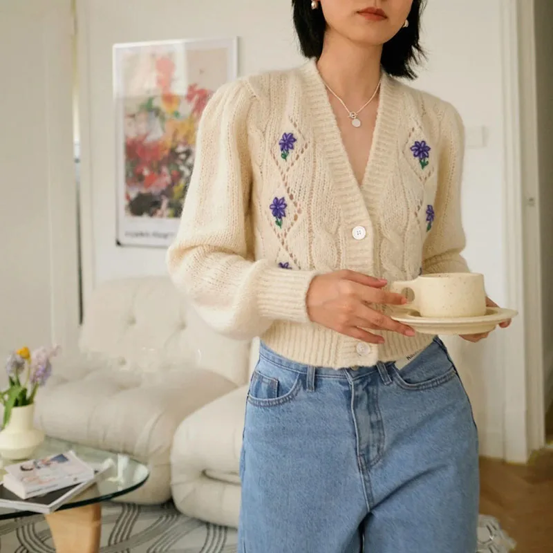 Women Mohair Embroidered Floral Argyle Vintage V-neck Wool Cardigan 2023 Early Autumn New In
Women Mohair Embroidered Floral Argyle Vintage V-neck Wool Cardigan 2023 Early Autumn New In