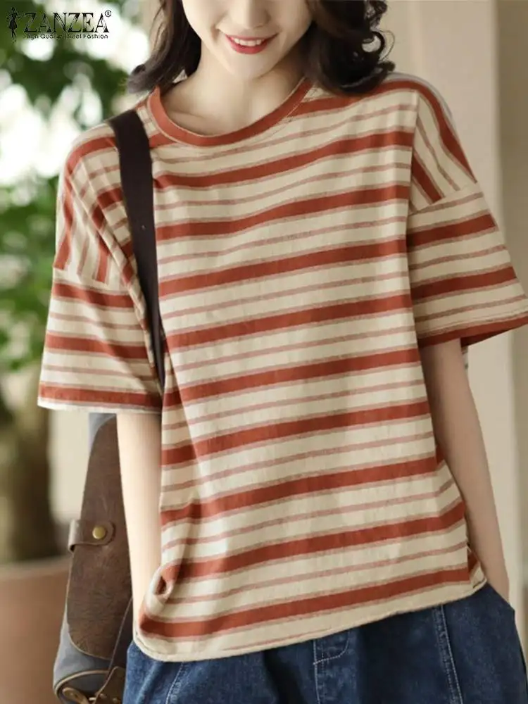 ZANZEA Korean Harajuku Stripes Women T-shirt Vintage Casual Round Neck Tops Blouse 2024 Summer Loose Short Sleeve Tees Oversize
ZANZEA Korean Harajuku Stripes Women T-shirt Vintage Casual Round Neck Tops Blouse 2024 Summer Loose Short Sleeve Tees Oversize