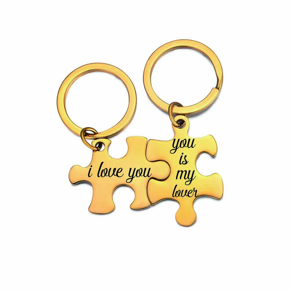 Stainless Steel Puzzle Keychain Customized Couple Engraved Word Name Keychain Gift For Women Men Valentine's Day Jewelry Gift
Stainless Steel Puzzle Keychain Customized Couple Engraved Word Name Keychain Gift For Women Men Valentine's Day Jewelry Gift