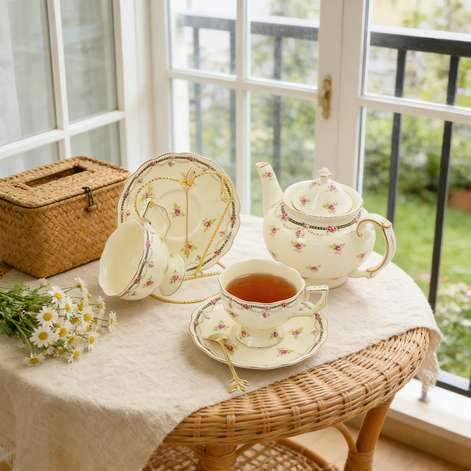 White Porcelain Tea Sets, Flower Pattern Ceramic Tea Set, European Style Tea Set For Serving Coffee, Tea, and Milk, Pot Capacity: 800ml/27.05oz, Cup Capacity: 200ml/6.76oz
White Porcelain Tea Sets, Flower Pattern Ceramic Tea Set, European Style Tea Set For Serving Coffee, Tea, and Milk, Pot Capacity: 800ml/27.05oz, Cup Capacity: 200ml/6.76oz