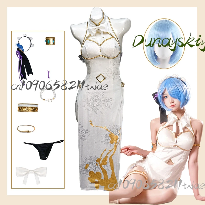 Re:Zero Rem Cosplay Costume Full Set - Elegant Qipao Dress with Wig Halloween Graduation Summer Anime Outfit
Re:Zero Rem Cosplay Costume Full Set - Elegant Qipao Dress with Wig Halloween Graduation Summer Anime Outfit