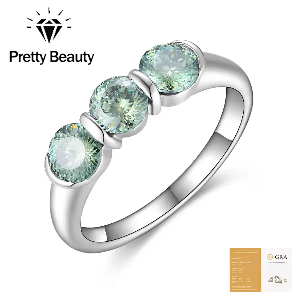 Pretty Beauty Green Moissanite Three Stones Ring for Women Wedding Band 925 Silver Bezel Set Diamond Promise Ring Fine Jewelry
Pretty Beauty Green Moissanite Three Stones Ring for Women Wedding Band 925 Silver Bezel Set Diamond Promise Ring Fine Jewelry