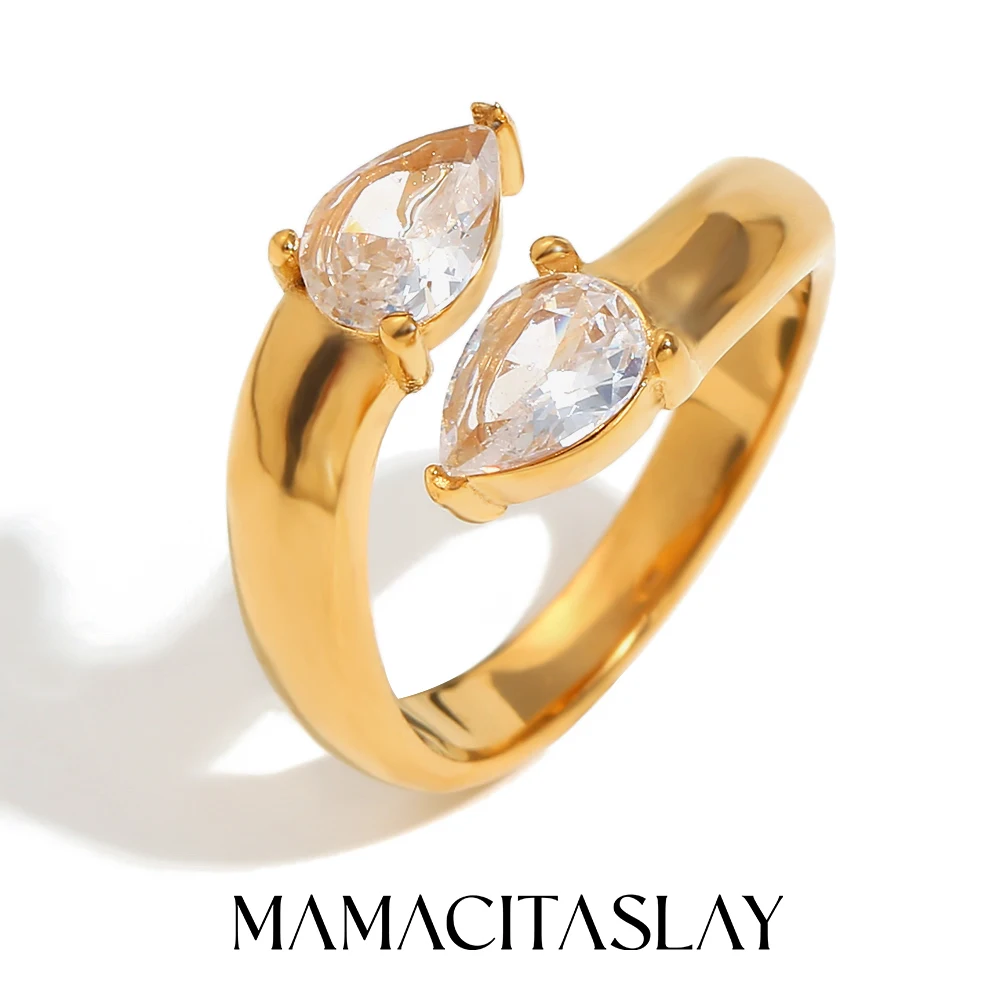 MamacitaSlay Classic 18K Gold Plated Stainless Steel Zircon Open End Ring Party Trend Waterproof Jewelry Women's Elegant Ring
MamacitaSlay Classic 18K Gold Plated Stainless Steel Zircon Open End Ring Party Trend Waterproof Jewelry Women's Elegant Ring