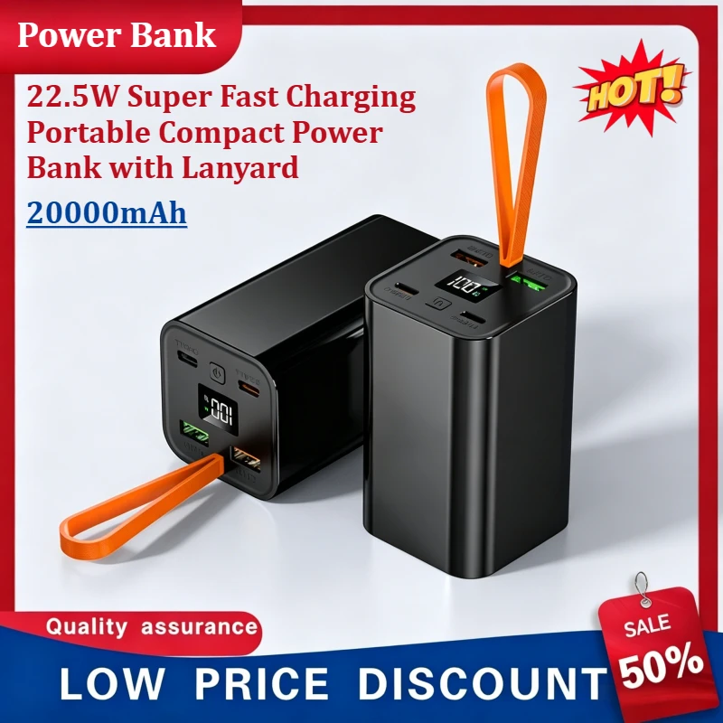 20000mAh High Capacity Power Bank 22.5W Super Fast Charging Portable External Battery Charger For Phone Laptop
20000mAh High Capacity Power Bank 22.5W Super Fast Charging Portable External Battery Charger For Phone Laptop