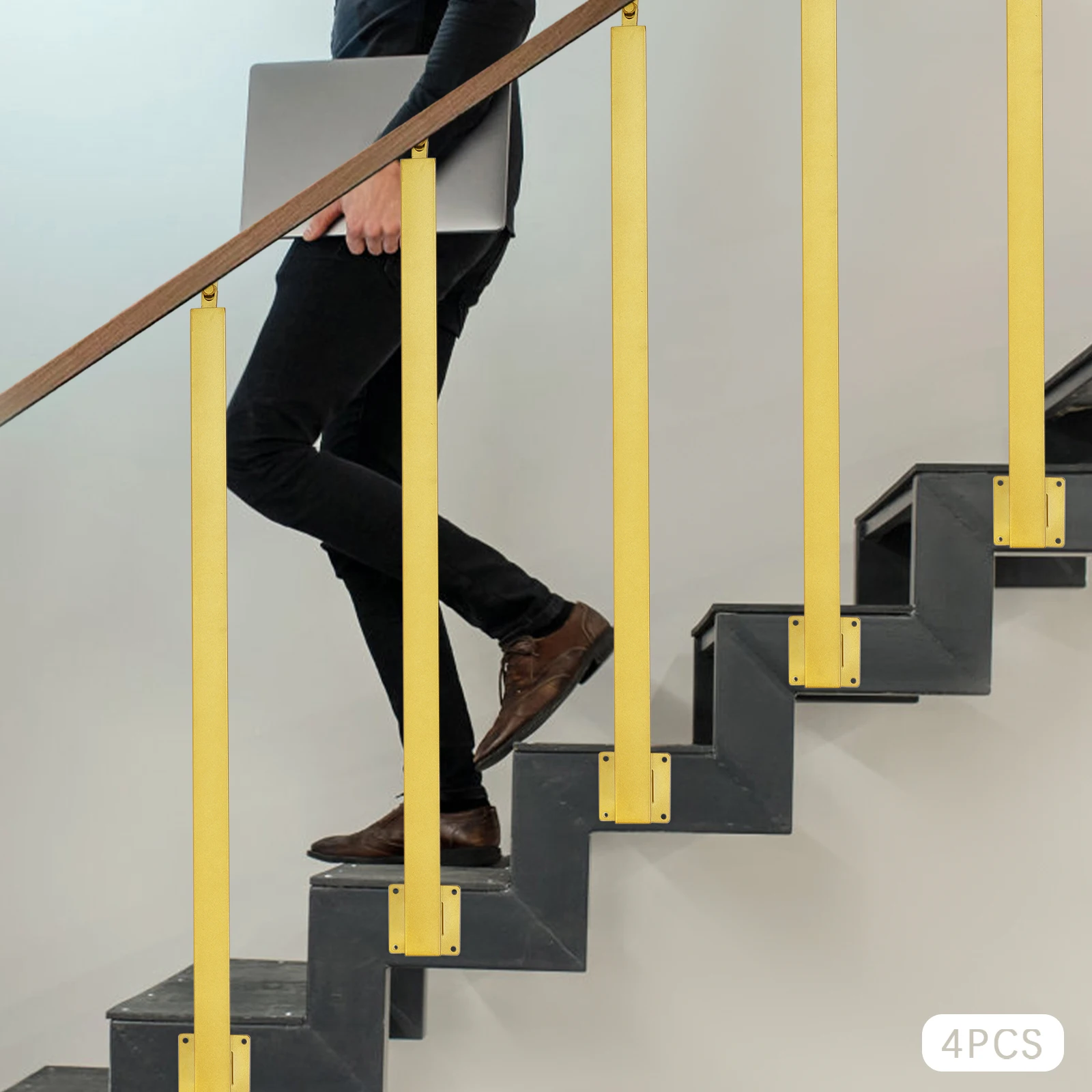 Stair Baluster Posts, 4 Pack 95cm Gold Metal Guard Rail, Side Mount Stair Railing Posts&Adjustable Top Plate up to 43 Degrees
Stair Baluster Posts, 4 Pack 95cm Gold Metal Guard Rail, Side Mount Stair Railing Posts&Adjustable Top Plate up to 43 Degrees