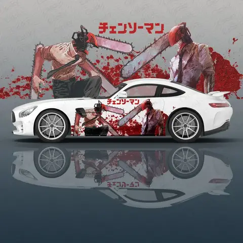 Chainsaw Man Anime Car Decal Flower Vinyl Car Stickers SUV Side Graphics Decals, Universal Size, Vehicle Body-Decals
