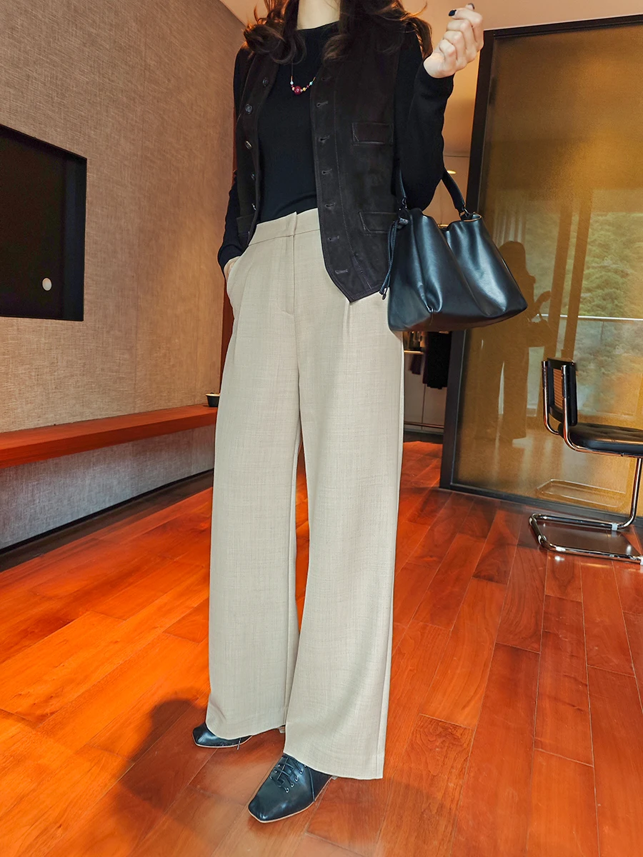 Thiened теплый шерстяной материал, широкие брюки West, двухслойные брюки для женщин, длинные брюки для поездок на работу
Thiened теплый шерстяной материал, широкие брюки West, двухслойные брюки для женщин, длинные брюки для поездок на работу