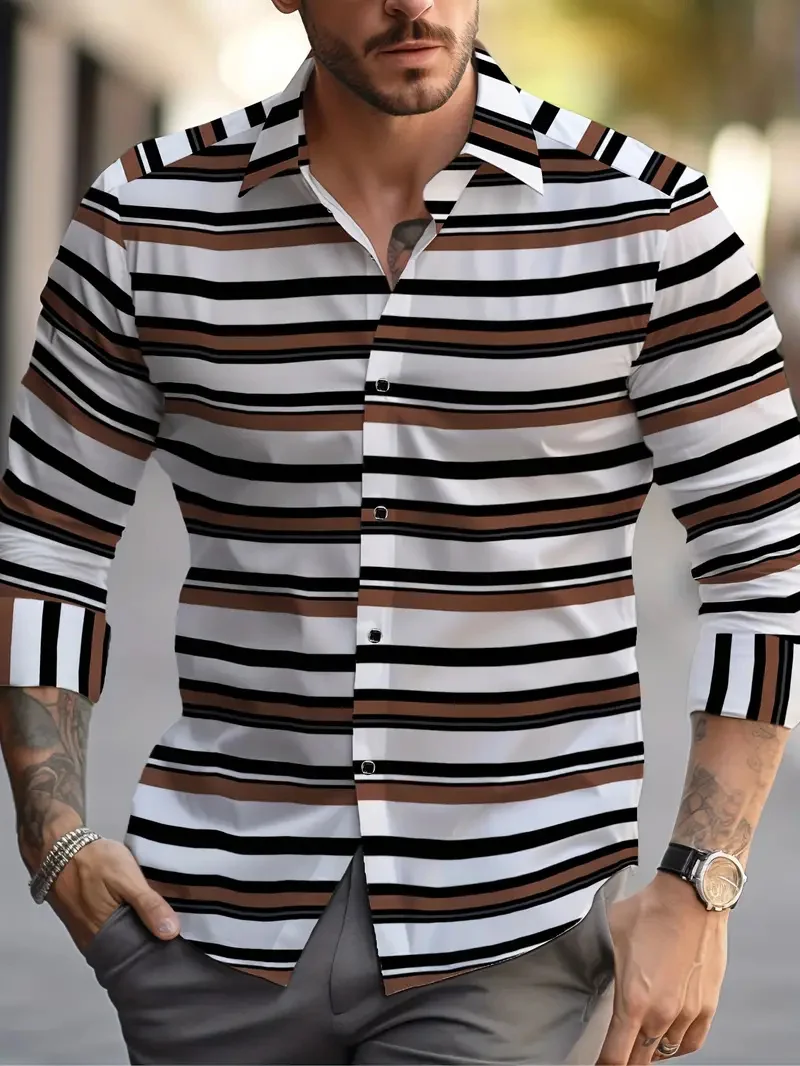 New men's classic striped checkered long sleeved shirt, men's classic red casual fashion flower top shirt
New men's classic striped checkered long sleeved shirt, men's classic red casual fashion flower top shirt