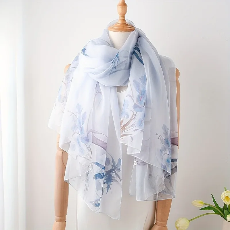 Lightweight 100%Mulberry Silk Chiffon Scarf for Women Oblong Shawl Neck Scarf Beach Wrap Headscarf Gift Pack Light Purple Floral
Lightweight 100%Mulberry Silk Chiffon Scarf for Women Oblong Shawl Neck Scarf Beach Wrap Headscarf Gift Pack Light Purple Floral