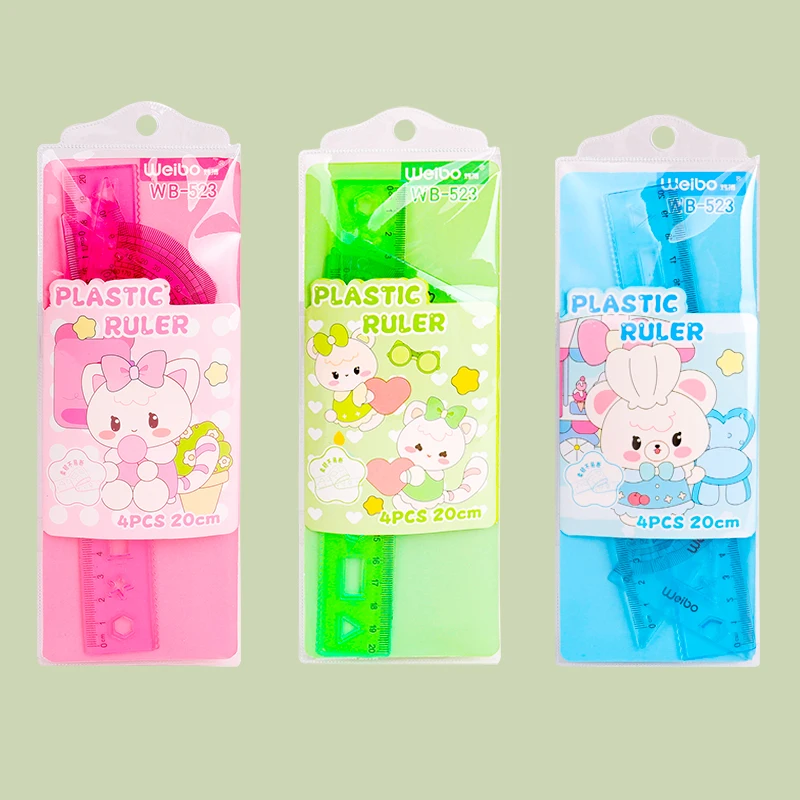 Weibo Soft ruler set with cute cartoon bear pattern transparent four piece set in multiple colors rulers for school
Weibo Soft ruler set with cute cartoon bear pattern transparent four piece set in multiple colors rulers for school