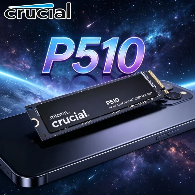 PCIe Gen5 NVMe M.2 2280 Crucial P510 SSD 1TB 2TB Internal Gaming Storage 3D NAND Fast Read Write Solid State Drive for PC Laptop
PCIe Gen5 NVMe M.2 2280 Crucial P510 SSD 1TB 2TB Internal Gaming Storage 3D NAND Fast Read Write Solid State Drive for PC Laptop