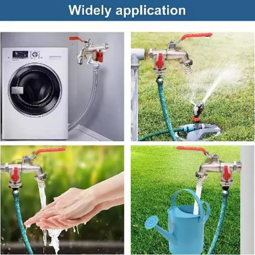 Zinc Alloy Dual Nipple Faucet 1 Inlet 2 Outlet Universal Double Valve Faucet Easy Turn On/Off Dual Outlet Faucet
Zinc Alloy Dual Nipple Faucet 1 Inlet 2 Outlet Universal Double Valve Faucet Easy Turn On/Off Dual Outlet Faucet