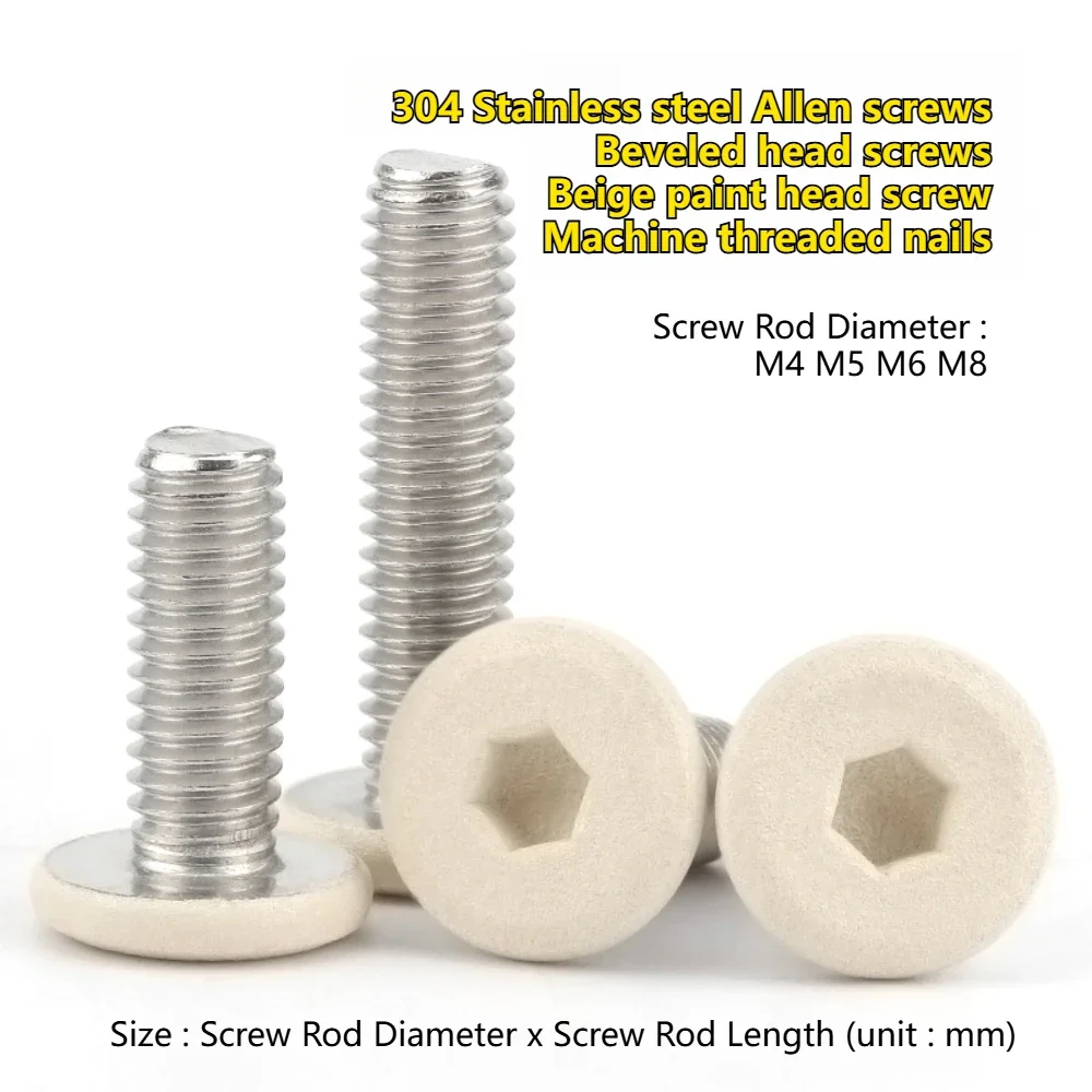 NSTWO M4 M5 M6 M8 304 Stainless steel Allen screws Beveled heads bolts Beige paint head screw Machine studs Hex socket Threaded
NSTWO M4 M5 M6 M8 304 Stainless steel Allen screws Beveled heads bolts Beige paint head screw Machine studs Hex socket Threaded