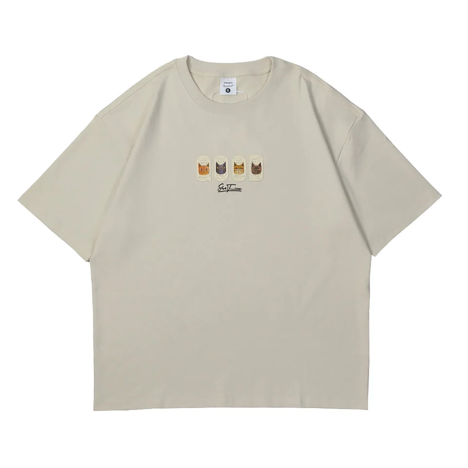 Men Cat Patch Loose 70%Cotton T-Shirt, Soft Casual Streetwear Top with Colorful Appliques, Cute Comfy Lounge Tee for Women
Men Cat Patch Loose 70%Cotton T-Shirt, Soft Casual Streetwear Top with Colorful Appliques, Cute Comfy Lounge Tee for Women