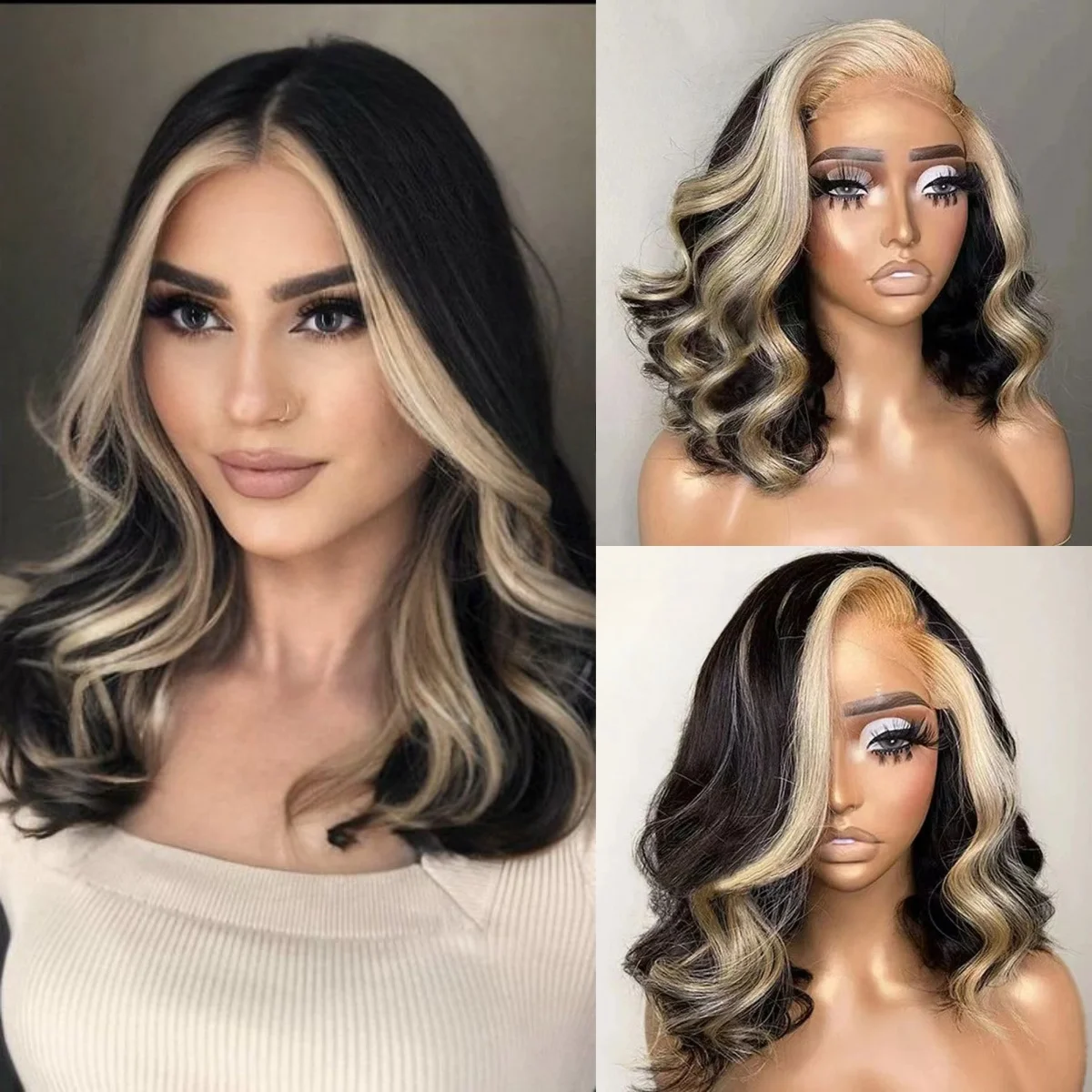 Black Highlight Blonde Bob Body Wave Lace Frontal Wigs 13X4 Short Bob Heat Resistant Synthetic Lace Front Wig Cosplay Bob Hair
Black Highlight Blonde Bob Body Wave Lace Frontal Wigs 13X4 Short Bob Heat Resistant Synthetic Lace Front Wig Cosplay Bob Hair