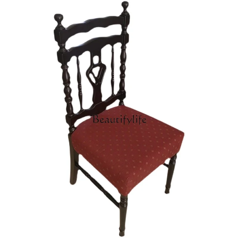 Retro solid wood carved dining chair black light luxury American country nostalgic chair
Retro solid wood carved dining chair black light luxury American country nostalgic chair