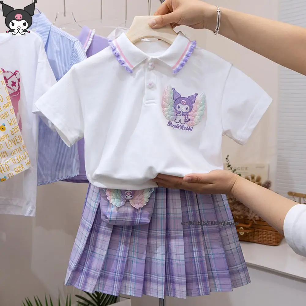 Cartoon Kuromi Girls Jk Skirt Set Sanrios Anime Summer Kawaii Fashion Lapel Polo Short Sleeve Pleated Skirt College Style Set
Cartoon Kuromi Girls Jk Skirt Set Sanrios Anime Summer Kawaii Fashion Lapel Polo Short Sleeve Pleated Skirt College Style Set