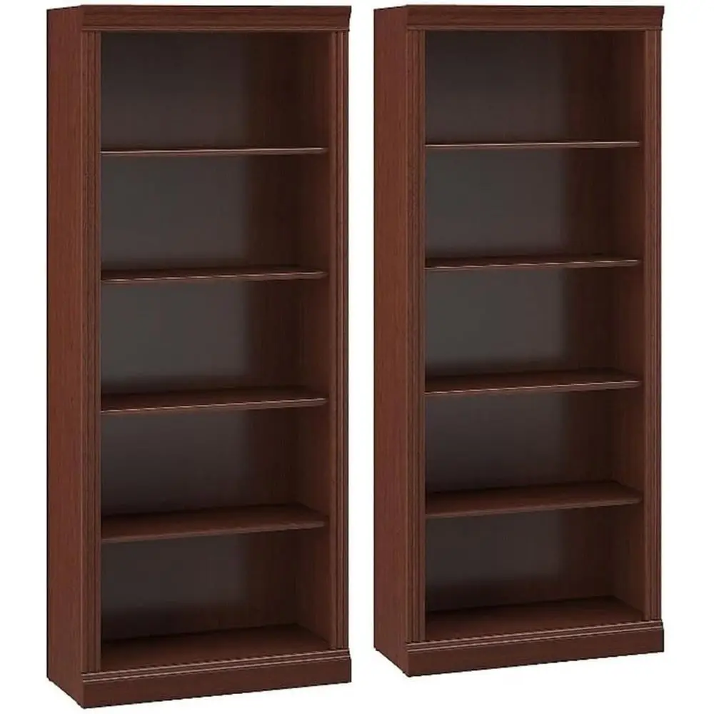 Ply Row Tall 5 Shel Bookcase Set o 2, 30W x 13D x 72H, Engineered Wood, Harvest Cherry inish, Adjustable Shelves, Decorative Det
Ply Row Tall 5 Shel Bookcase Set o 2, 30W x 13D x 72H, Engineered Wood, Harvest Cherry inish, Adjustable Shelves, Decorative Det