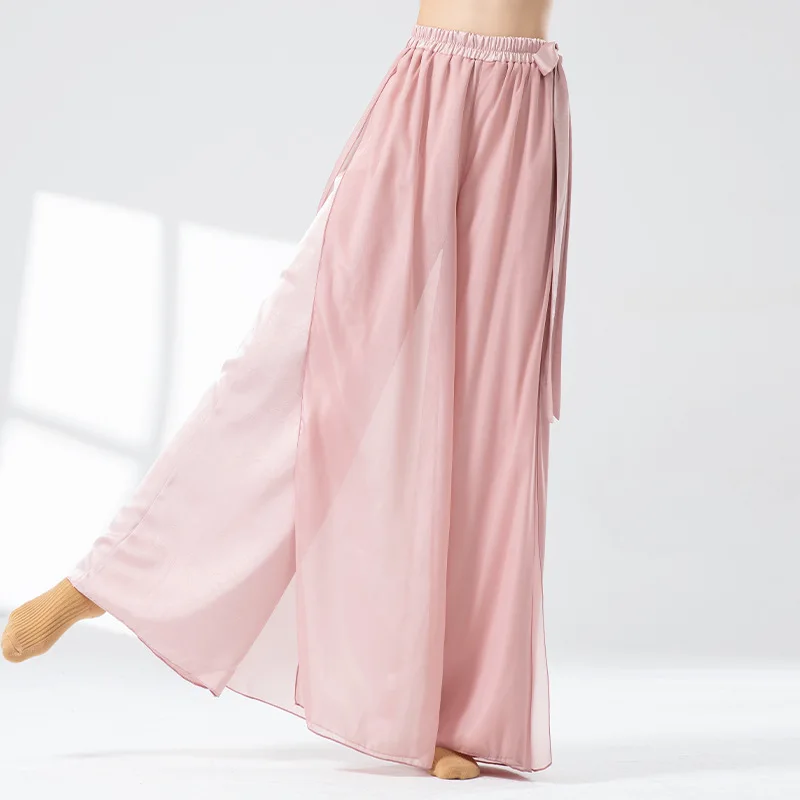 Classical Dance Pants Loose Chiffon Skirt for Women Double-layer Patchwork Ethereal and Flowing with Ribbons Wide-leg Pants
Classical Dance Pants Loose Chiffon Skirt for Women Double-layer Patchwork Ethereal and Flowing with Ribbons Wide-leg Pants