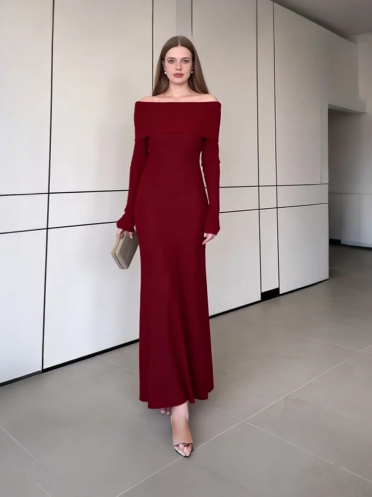 Tsiisd Elegance Knit Off-Shoulder Long Dress For Women Slim Ribbed High Waist Autumn Party Dress Female Knitwear Maxi Dress New
Tsiisd Elegance Knit Off-Shoulder Long Dress For Women Slim Ribbed High Waist Autumn Party Dress Female Knitwear Maxi Dress New