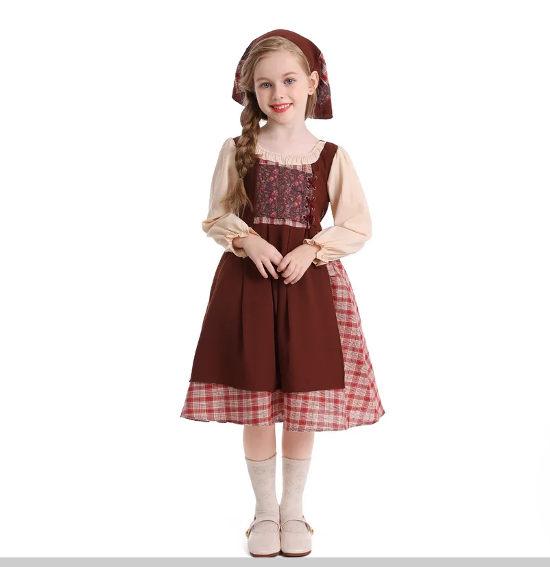 European style girl's costume cosplay countryside farm maid civilian performance costume
European style girl's costume cosplay countryside farm maid civilian performance costume