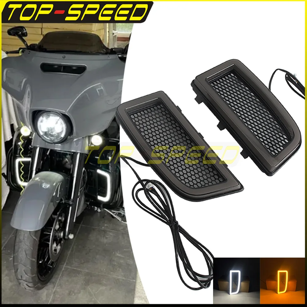 Fairing Lower Grills For Harley Touring FLHTK FLHTKL FLHTKSE 14-20 Motorcycle LED Amber Turn Signal Light Running Lamp Indicator
Fairing Lower Grills For Harley Touring FLHTK FLHTKL FLHTKSE 14-20 Motorcycle LED Amber Turn Signal Light Running Lamp Indicator