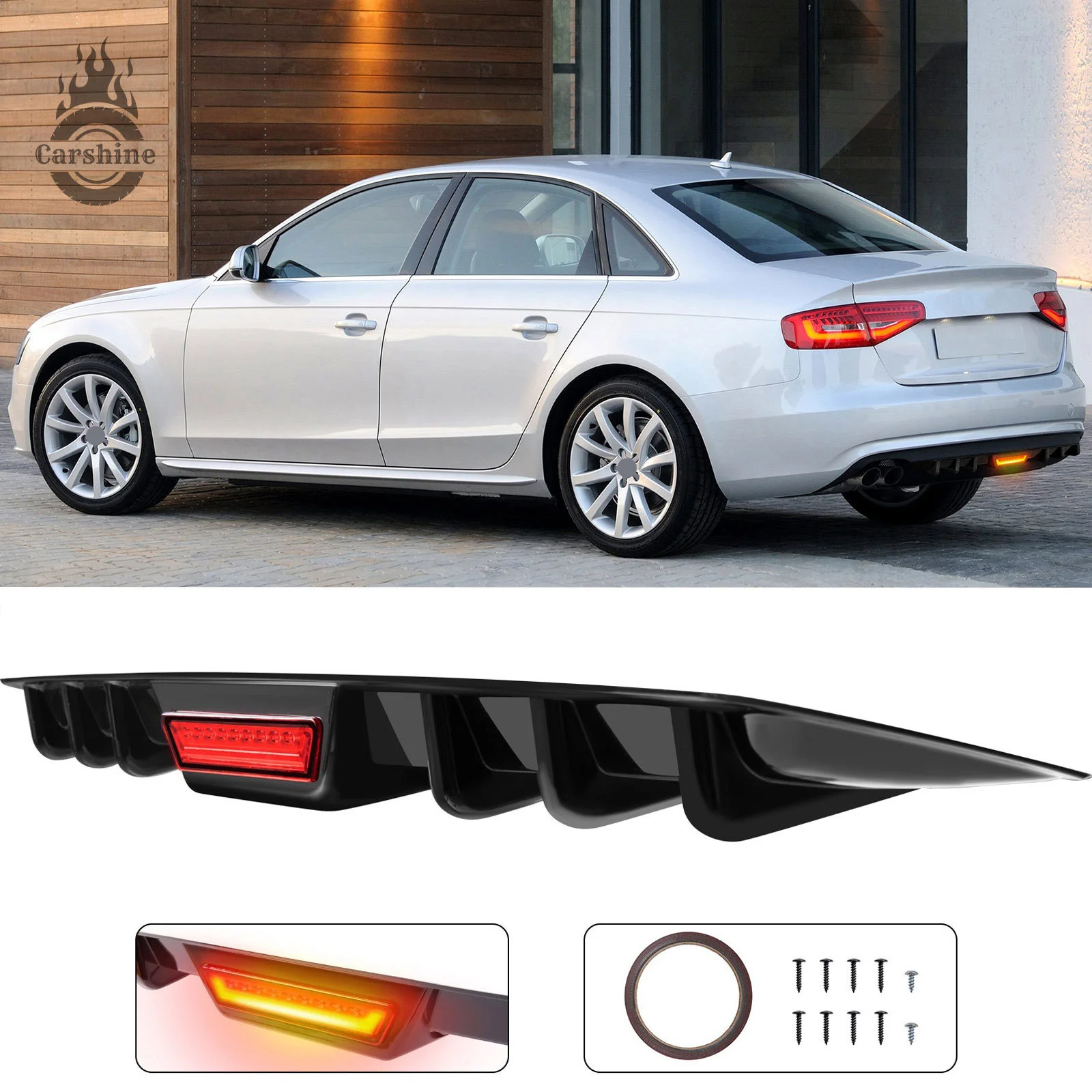 For Audi A4 2006-2012 Rear Bumper Diffuser Canard w/LED Tail Light Glossy Black
For Audi A4 2006-2012 Rear Bumper Diffuser Canard w/LED Tail Light Glossy Black