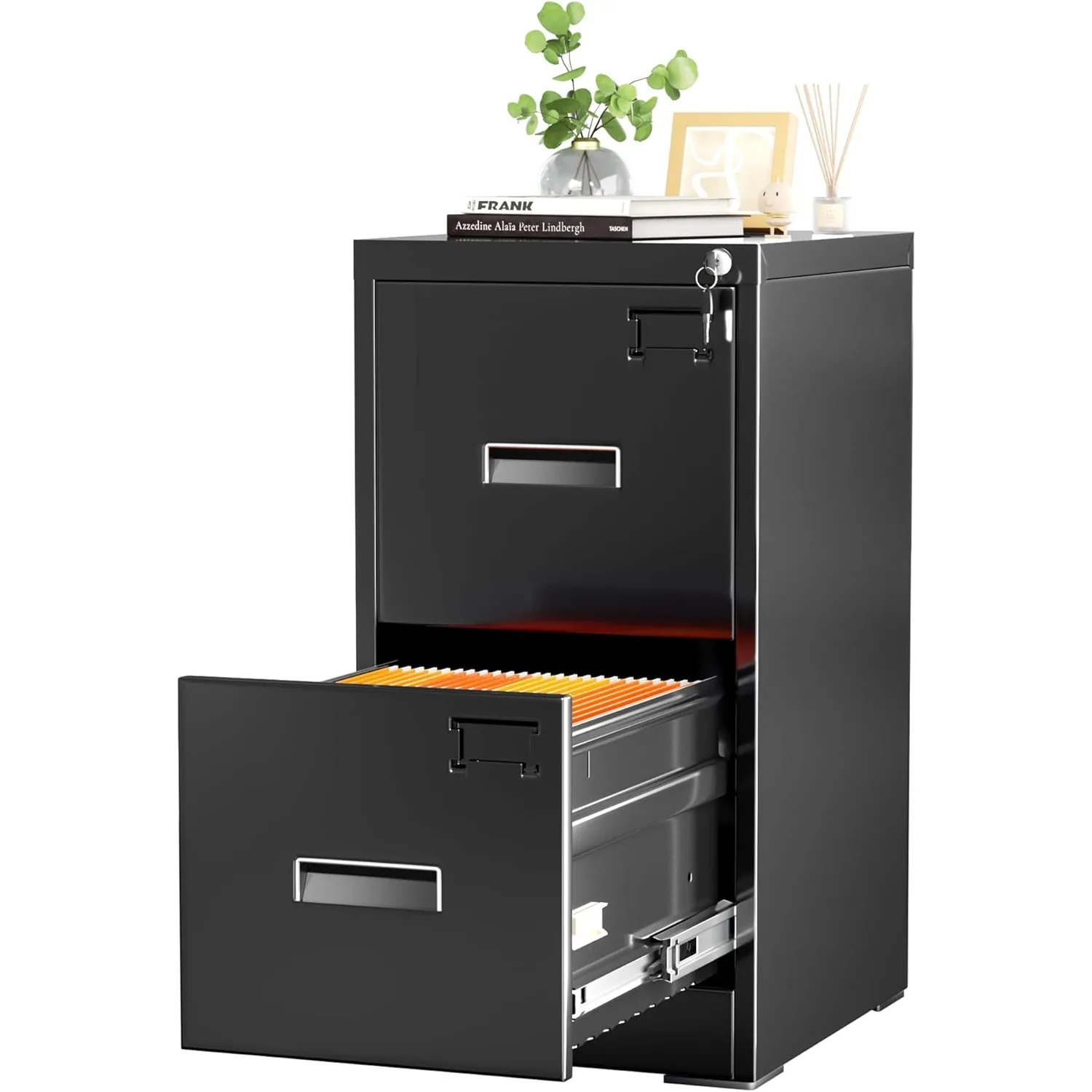 2 drawers with locks, 18 inch D, metal black hanging letter filing cabinet/F4/A4/legal size folder, easy to assemble
2 drawers with locks, 18 inch D, metal black hanging letter filing cabinet/F4/A4/legal size folder, easy to assemble