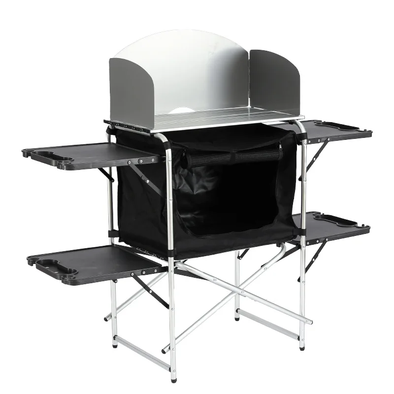 Portable camping aluminum alloy multi-functional mobile kitchen dining table and chairs
Portable camping aluminum alloy multi-functional mobile kitchen dining table and chairs
