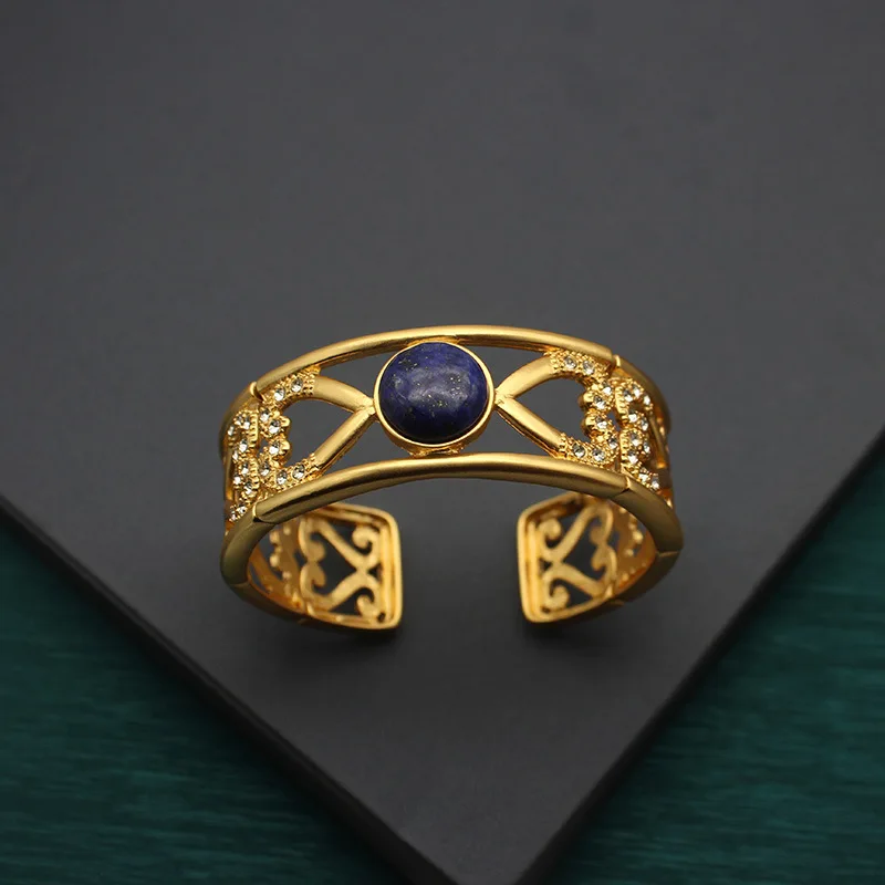 Vintage Lapis Lazuli Bracelet Adjustable Open Matte Gold Heavy Stone Inlay Bracelet Jewelry Accessories Birthday Gift for Women
Vintage Lapis Lazuli Bracelet Adjustable Open Matte Gold Heavy Stone Inlay Bracelet Jewelry Accessories Birthday Gift for Women