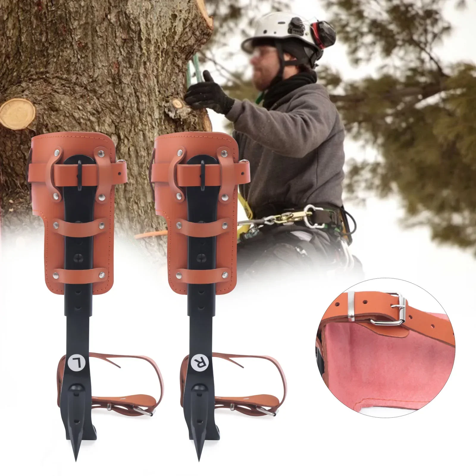Tree Climbing Spike Set, Adjustable Height 16.14-18.5in, Cowhide and Carbon Steel, 220lbs Capacity, Includes Gloves, Ankle
Tree Climbing Spike Set, Adjustable Height 16.14-18.5in, Cowhide and Carbon Steel, 220lbs Capacity, Includes Gloves, Ankle