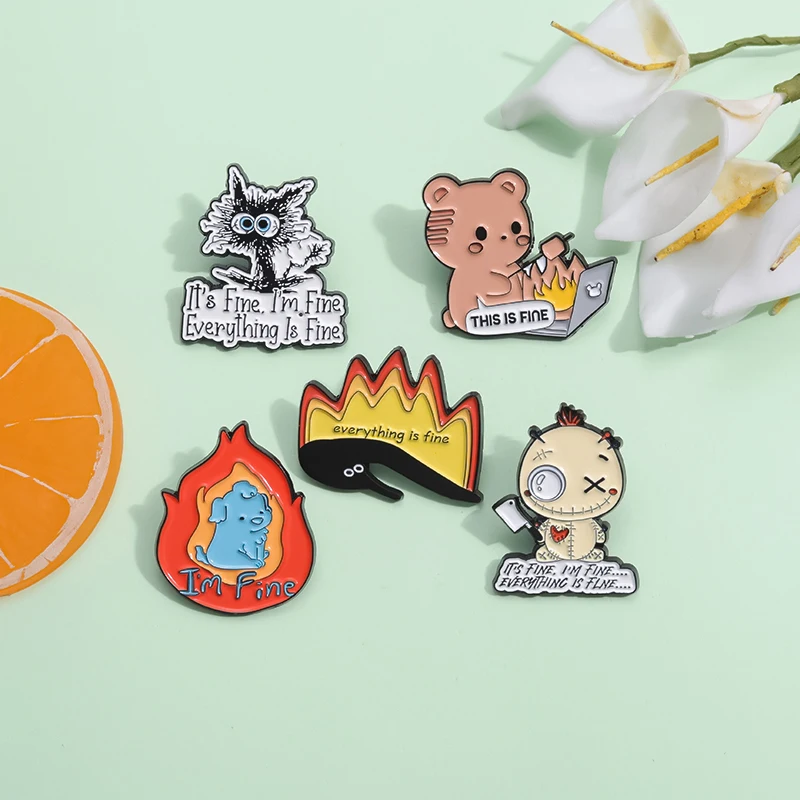 Funny Cute Cartoon Enamel Pins I'm Fine Everything is Fine Brooches Lapel Badge Creative Animal Jewelry Pin for Clothes Backpack
Funny Cute Cartoon Enamel Pins I'm Fine Everything is Fine Brooches Lapel Badge Creative Animal Jewelry Pin for Clothes Backpack