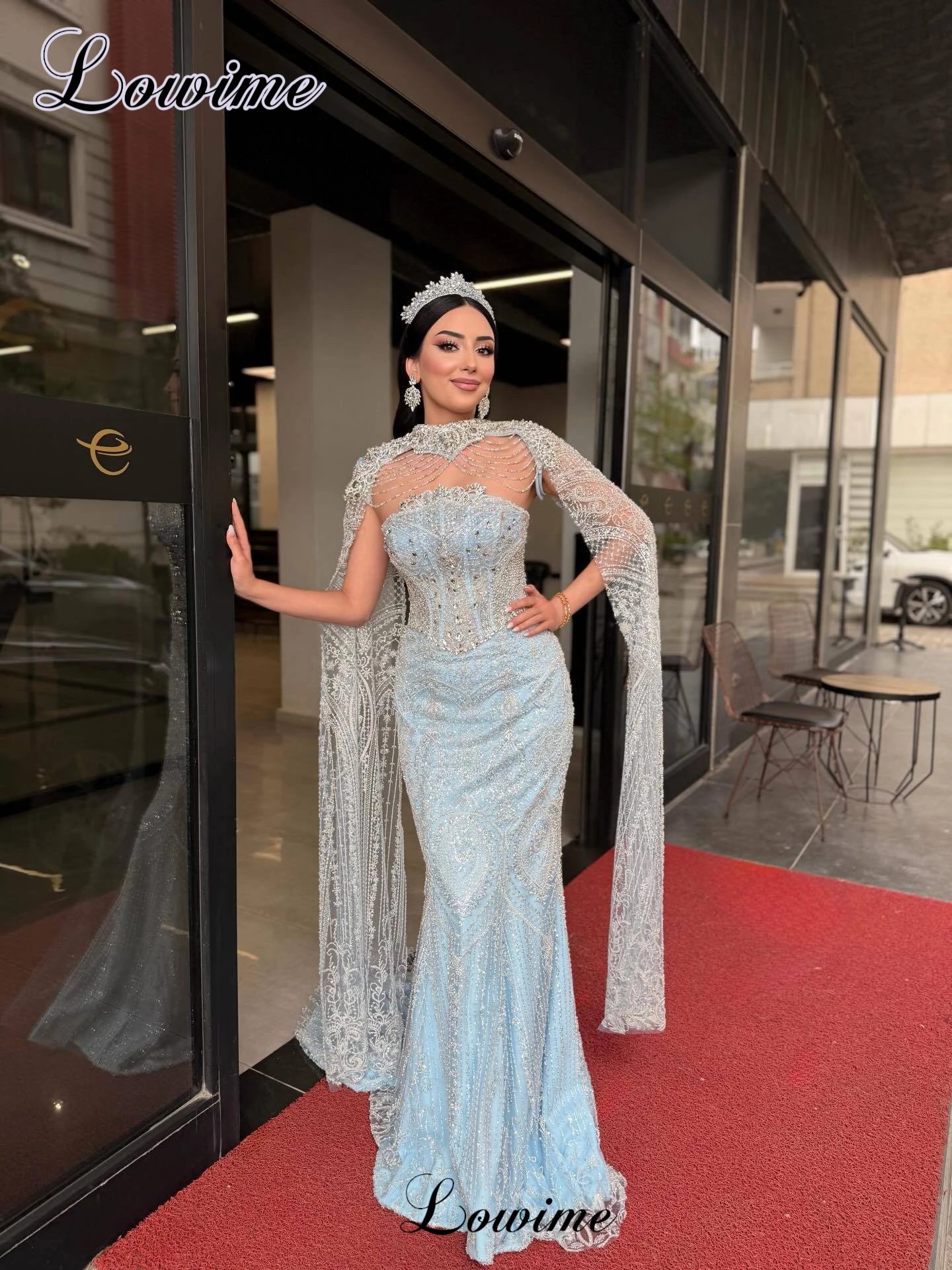 Two Pieces Sky Blue Prom Dresses Mermaid Strapless Cocktail Dresses With Crystals Evening Gowns Vestidos De Noche Customized
Two Pieces Sky Blue Prom Dresses Mermaid Strapless Cocktail Dresses With Crystals Evening Gowns Vestidos De Noche Customized