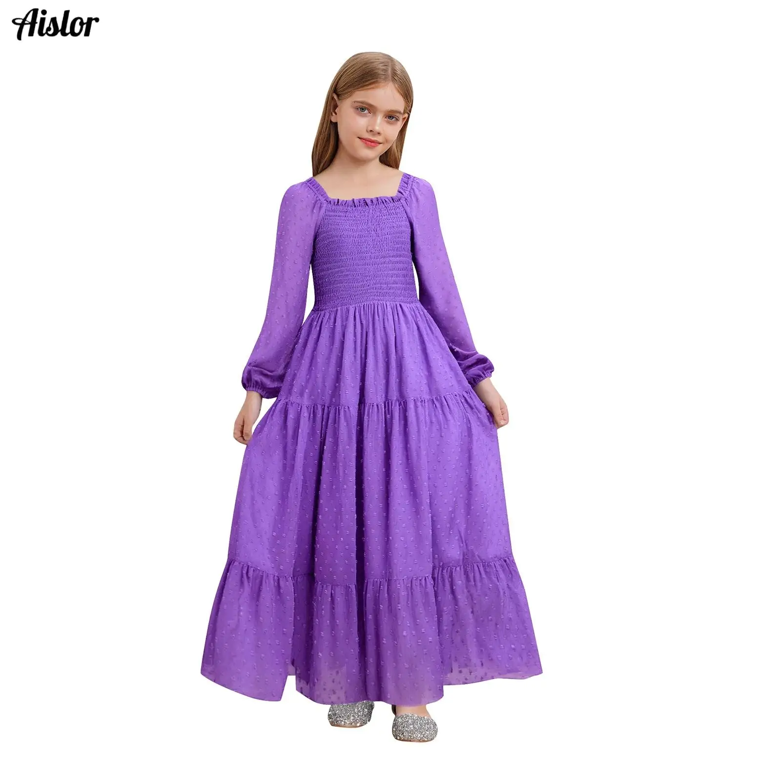 Kids Girls Chiffon Dress Square Collar Long Sleeve Smocked Belted Dots Tiered Hem Ruffled Dresses for Beach Birthday Party Dress
Kids Girls Chiffon Dress Square Collar Long Sleeve Smocked Belted Dots Tiered Hem Ruffled Dresses for Beach Birthday Party Dress