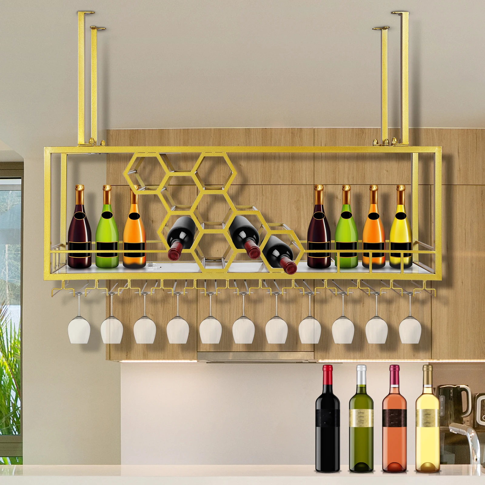 Floating Wall Wine Bracket Large Capacity Metal Liquor Hanging Shelf Coffee Bar Display Rack for Home Bar Dining Room Decorative
Floating Wall Wine Bracket Large Capacity Metal Liquor Hanging Shelf Coffee Bar Display Rack for Home Bar Dining Room Decorative