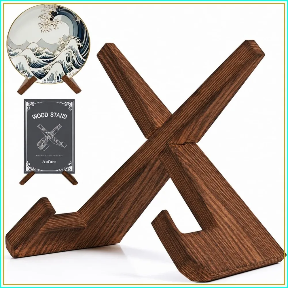 Wooden Plate Stands for Display, Easel for Sign, Cookbook, Vinyl Record, Recipe Book Holder
Wooden Plate Stands for Display, Easel for Sign, Cookbook, Vinyl Record, Recipe Book Holder