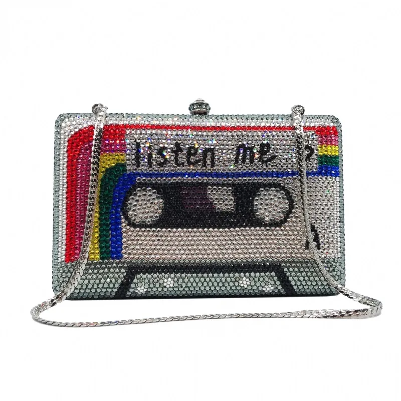 Vintage Cassette Tape Diamond Dinner Bag Studded With Diamonds Crystal Banquet Clutch Women's Crystal-Embellished Party Clutch
Vintage Cassette Tape Diamond Dinner Bag Studded With Diamonds Crystal Banquet Clutch Women's Crystal-Embellished Party Clutch