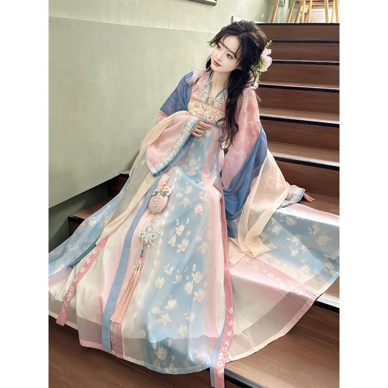 Fairy Improved Tang Style Hanfu Fine Embroidery Top Chiffon Big Swing Long Dress Casual Travel Photoshoot Wear
Fairy Improved Tang Style Hanfu Fine Embroidery Top Chiffon Big Swing Long Dress Casual Travel Photoshoot Wear