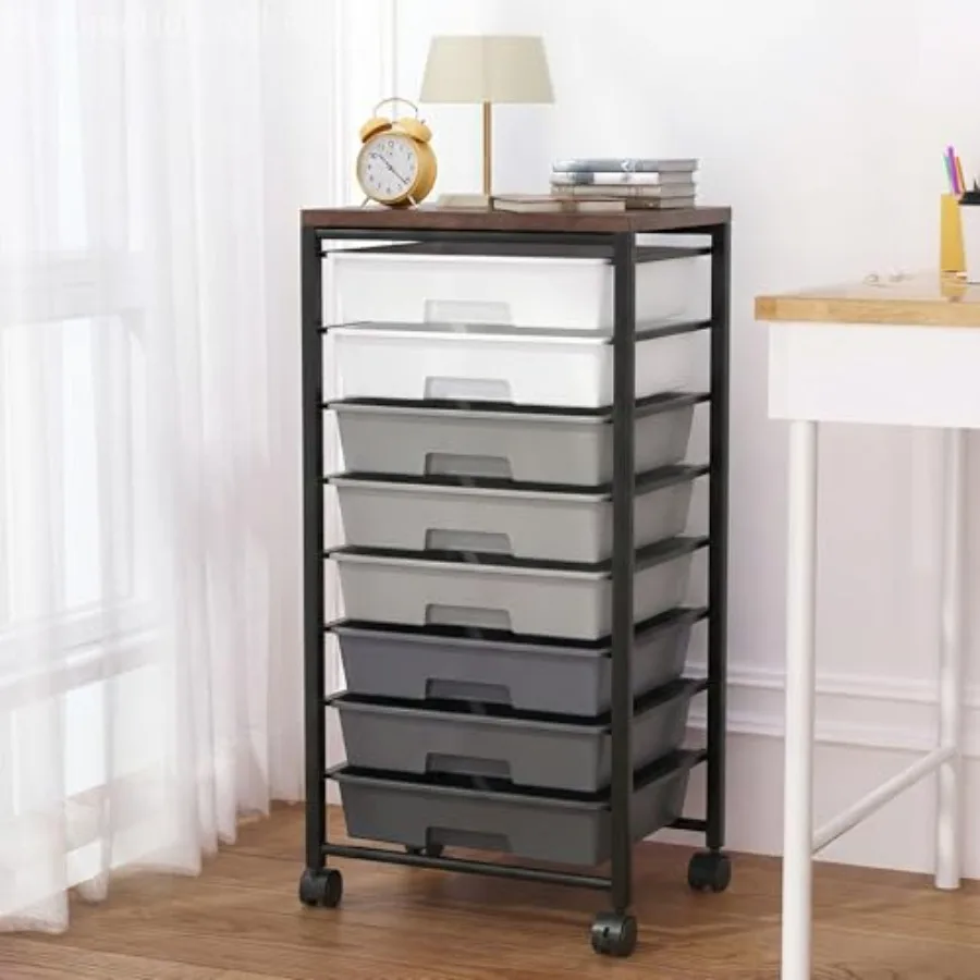 Rolling Cart with 8 Drawers, Storage Drawers Cart with Wooden Tabletop and Lockable Wheels, Craft Storage for Living Room, Offi
Rolling Cart with 8 Drawers, Storage Drawers Cart with Wooden Tabletop and Lockable Wheels, Craft Storage for Living Room, Offi