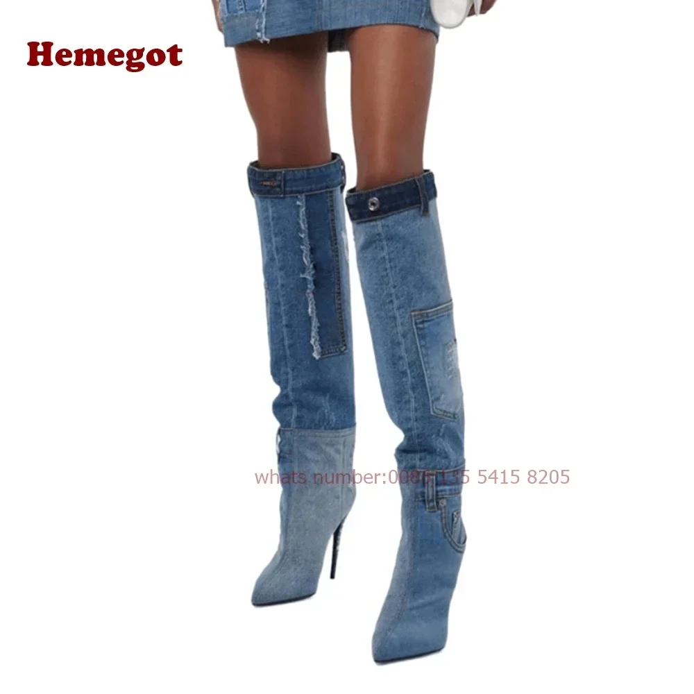 Denim Stiletto Fringe Knee High Boots Pointy Toe Thin Heels Women's Boots Tassel Pocket Decor Casual Shoes Winter Warm Luxury
Denim Stiletto Fringe Knee High Boots Pointy Toe Thin Heels Women's Boots Tassel Pocket Decor Casual Shoes Winter Warm Luxury