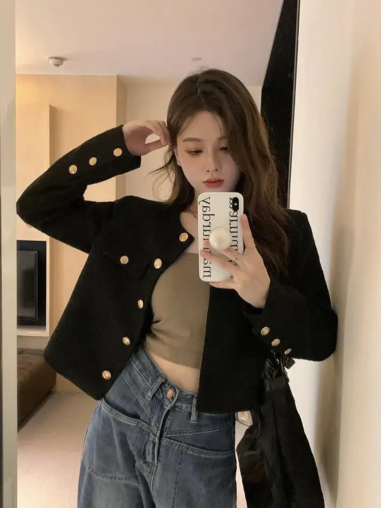 Korean Vintage Tweed Jacket Coat Women's Spring Autumn Casual High Street Short Coat Outwear Female Crop Top
Korean Vintage Tweed Jacket Coat Women's Spring Autumn Casual High Street Short Coat Outwear Female Crop Top