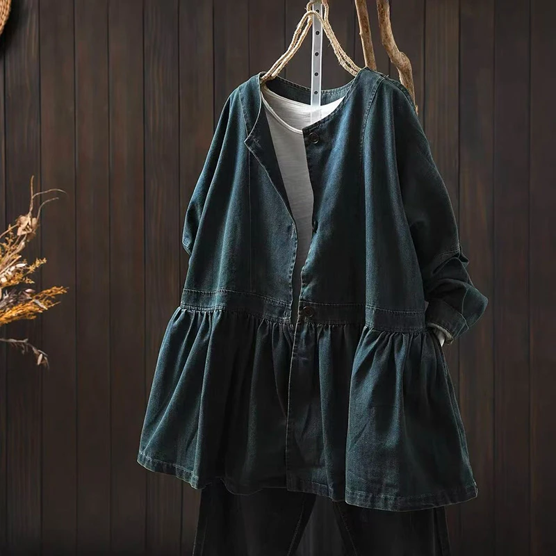 Women Casual Denim Coats New Arrival 2025 Autumn Vintage Style O-neck Solid Color Loose Female Long Sleeve Basics Jackets T735
Women Casual Denim Coats New Arrival 2025 Autumn Vintage Style O-neck Solid Color Loose Female Long Sleeve Basics Jackets T735