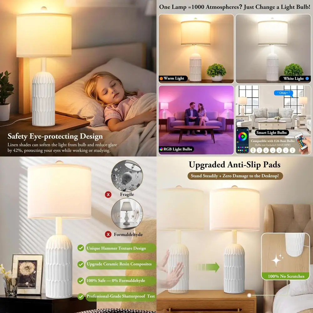 Pair of Vintage-Style White Linen Shade Table Lamps for Living Room, Bedroom, or Home Office
Pair of Vintage-Style White Linen Shade Table Lamps for Living Room, Bedroom, or Home Office